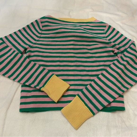 New! Free People nocturnal stripe cardi Green Yellow pink Cardigan 2333 - Picture 10 of 11